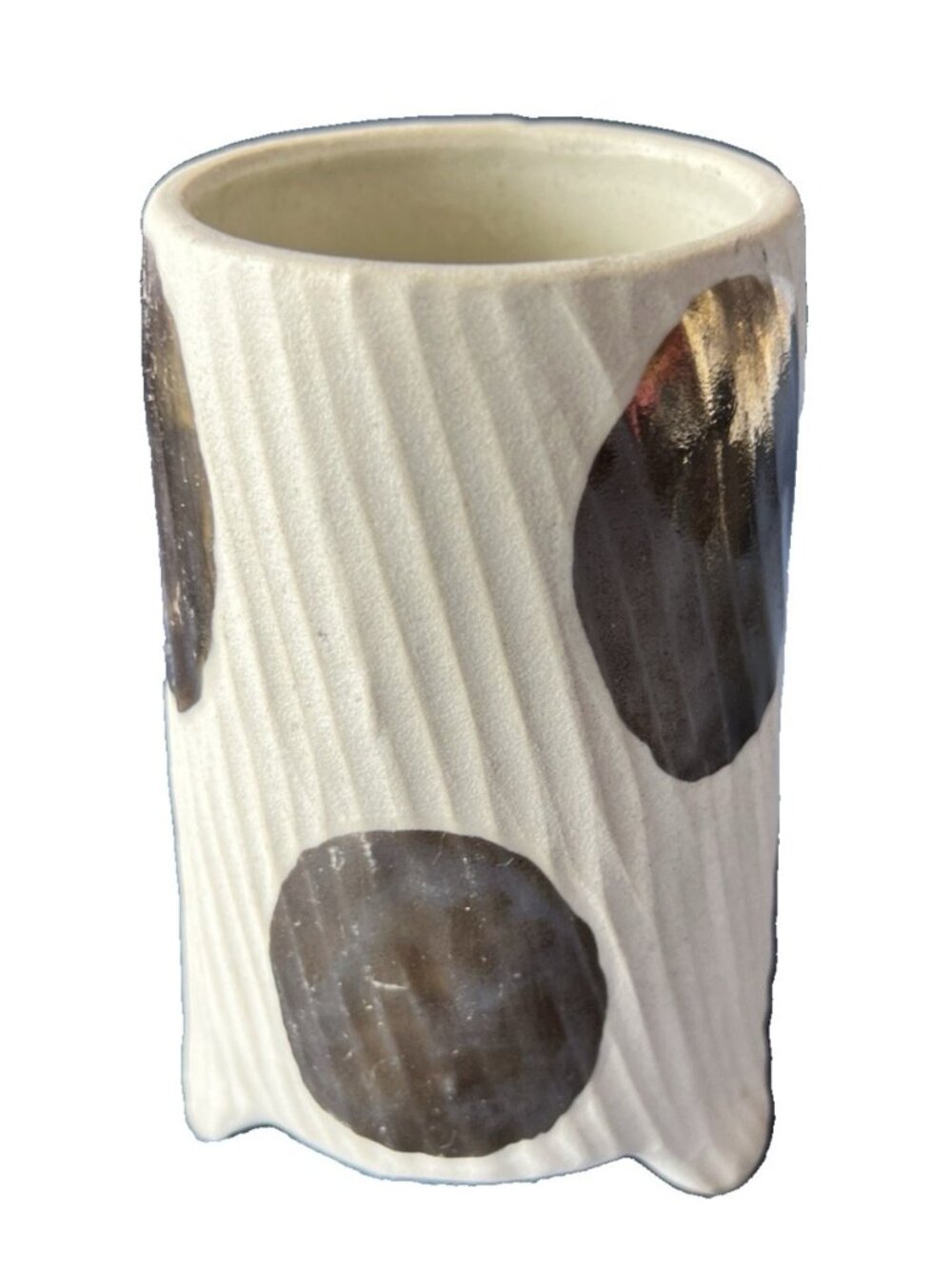 Glowing Arbor Bridget Bodenham Ceramic Flower Vase ANTHROPOLOGIE Cream Gold 6"H